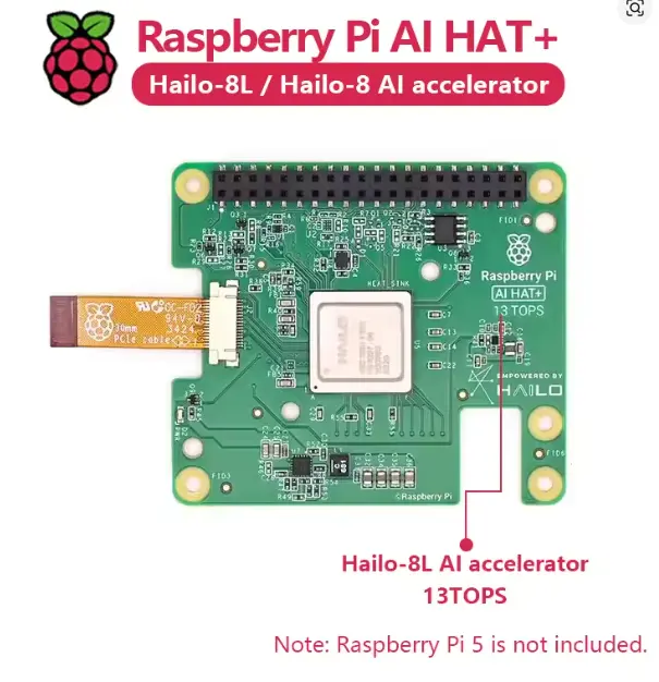 کیت هوش مصنوعی رزبری پای مدل HAT+ توان 13TOPS